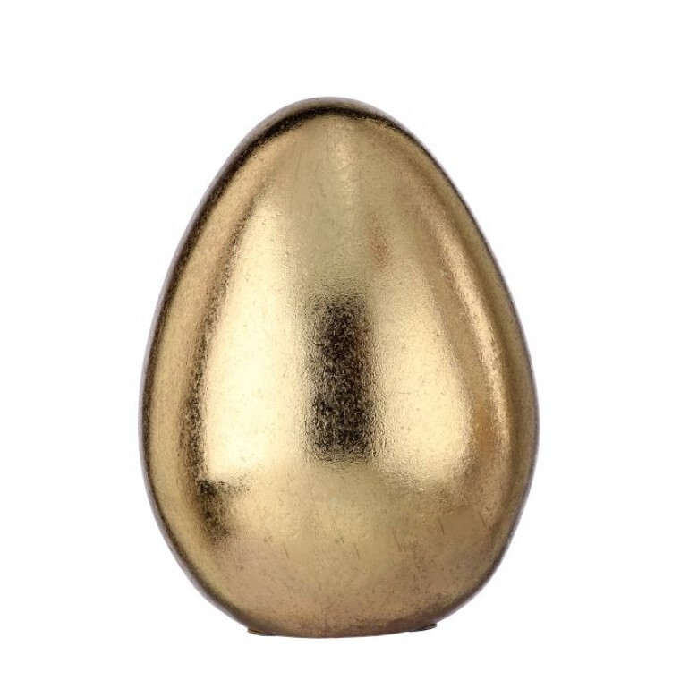 4" CHAMPAGNE-GOLD RESIN EGG - SET OF 4