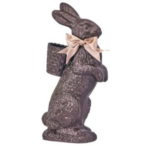 20.5" RESIN STANDING CHOCOLATE BUNNY WITH BASKET