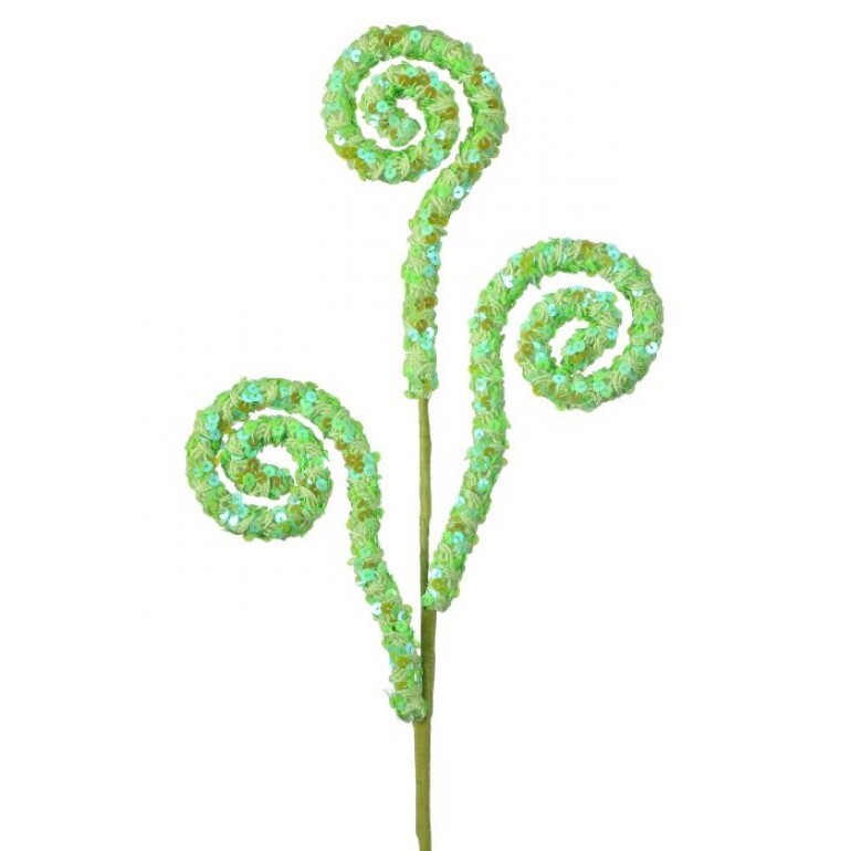 29" SPRING GREEN SEQUIN SPRING CURL SPRAY - SET OF 6
