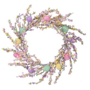 26"D PASTEL IRIDESCENT GLITTER EGG/ BERRY WREATH