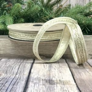 0.75"x10Y PLATINUM METALLIC DUPION BRAID TRIM WIRED RIBBON
