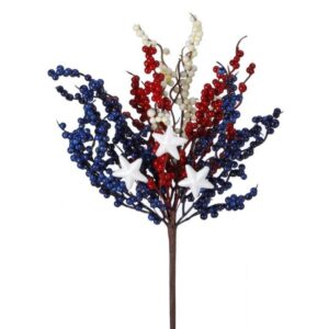 16" RED, WHITE & BLUE PATRIOTIC BERRY PICK WITH STARS