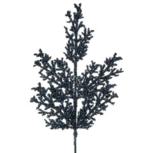 27" MIDNIGHT BLUE TINSEL CEDAR SPRAY