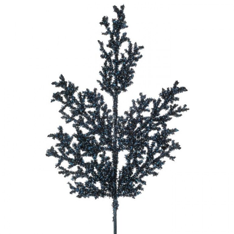 27" MIDNIGHT BLUE TINSEL CEDAR SPRAY
