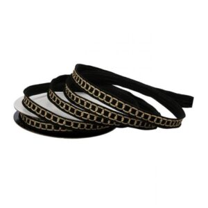 1"X5Y BLACK/ GOLD VELVET BROCADE WIRED RIBBON