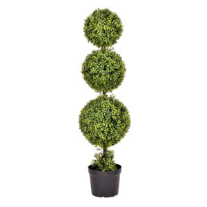 4' ARTIFICIAL POTTED TRIPLE BALL GREEN BOXWOOD TOPIARY