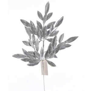 23" SILVER GLITTER BAYLEAF SPRAY