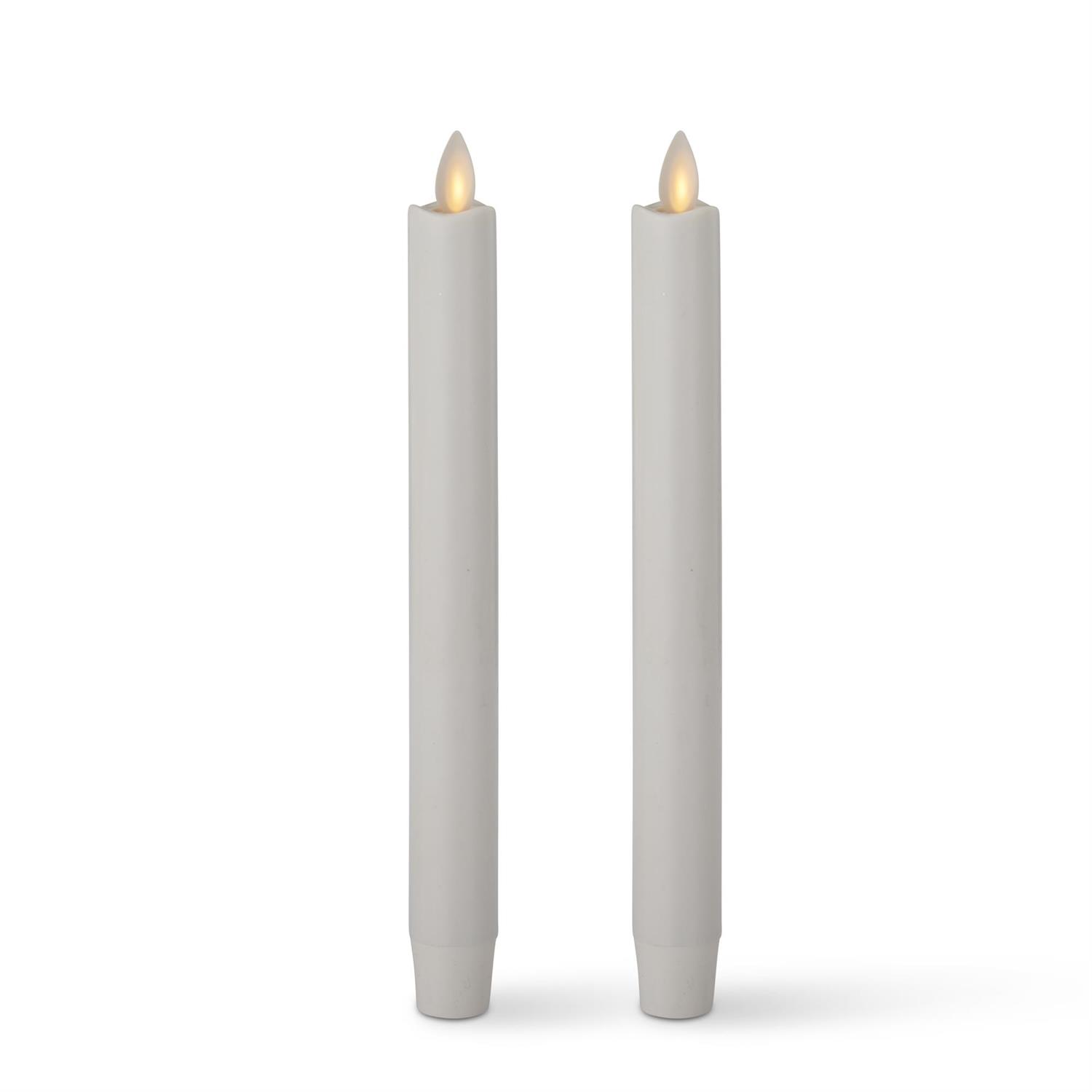 9.5" WHITE WAX LUMINARA INDOOR TAPER CANDLES - SET OF TWO