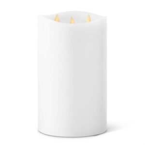 9.75" WHITE WAX LUMINARA 3-FLAME INDOOR PILLAR CANDLE