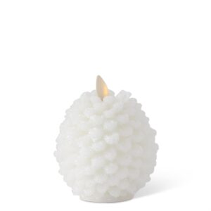 4.5" WHITE LUMINARA WAX SNOWY PINECONE INDOOR CANDLE