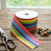 2.5"x10Y RAINBOW STRIPED WIRED RIBBON