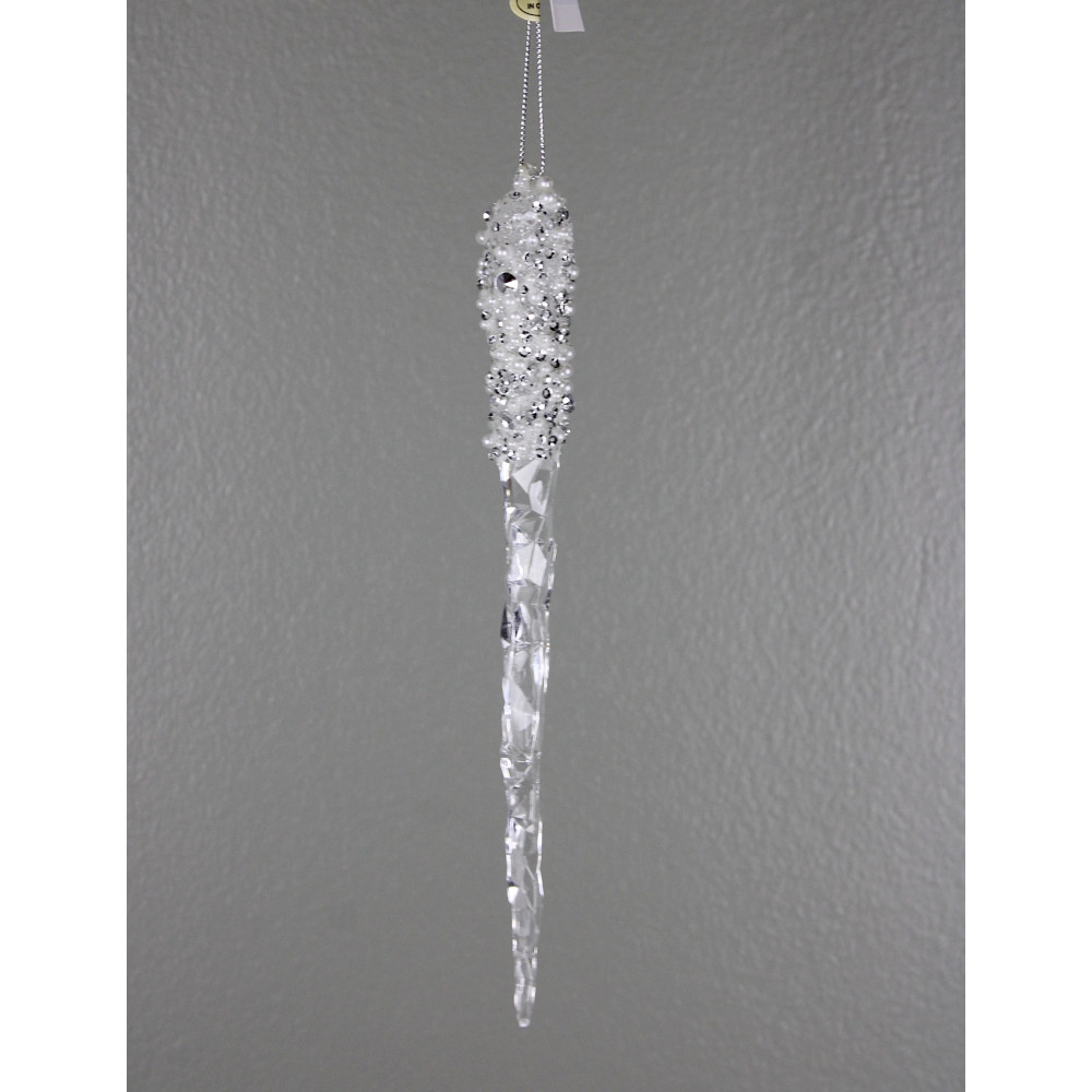 9" CLEAR PEARL ACRYLIC ICICLE ORNAMENT