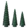 DARK GREEN GLASS TIERED TREES - SET OF 3