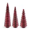 DARK RED GLASS TIERED TREES - SET OF 3