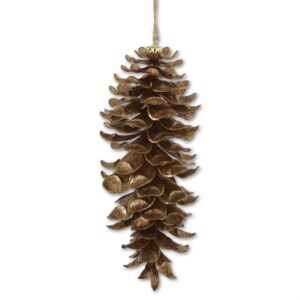 11" GOLD GLITTERED SHATTERPROOF PINECONE ORNAMENT