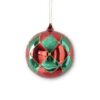 RED/ HOLIDAY GREEN HARLEQUIN GOLD GLITTERED ROUND ORNAMENT
