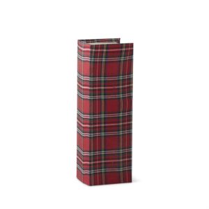 14.25" RED PLAID WINE GIFT BOX