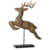 31" GOLD FLYING REINDEER ON BLACK BASE