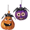 5-6" GLITTER PUMPKIN WITH BAT ORNAMENT