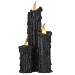 20" BLACK LED/ BATTERY/ TIMER TRIPLE CANDLE HOLDER