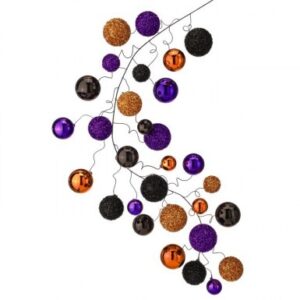 48" SHATTERPROOF BLACK/ ORANGE/ PURPLE HALLOWEEN BALL GARLAND