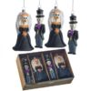5.5" GLASS BRIDE/ GROOM SKELETON ORNAMENTS - BOX OF 4