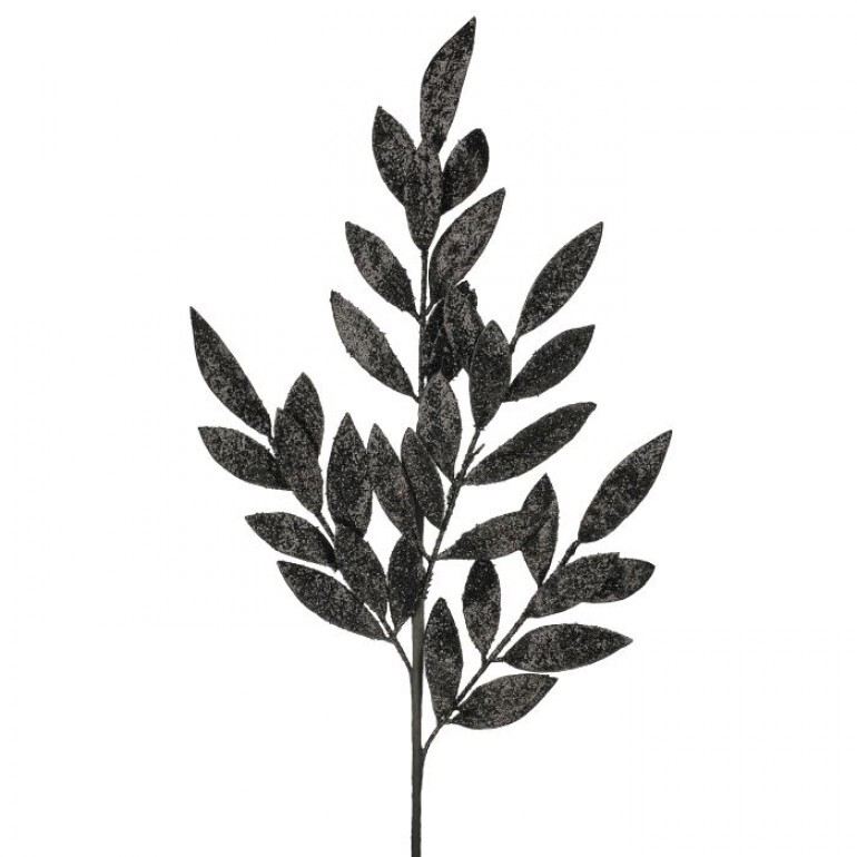 30" BLACK GLITTER LAUREL LEAF SPRAY