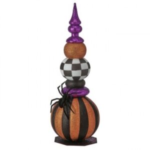 33"H GLITTER SHATTERPROOF HALLOWEEN BALL TOPIARY WITH SPIDER