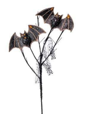24" BLACK/ SILVER JEWELED GLITTER BAT SPRAY