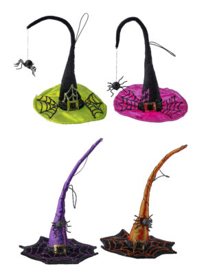 9" WITCHES HAT WITH SPIDER ORNAMENT