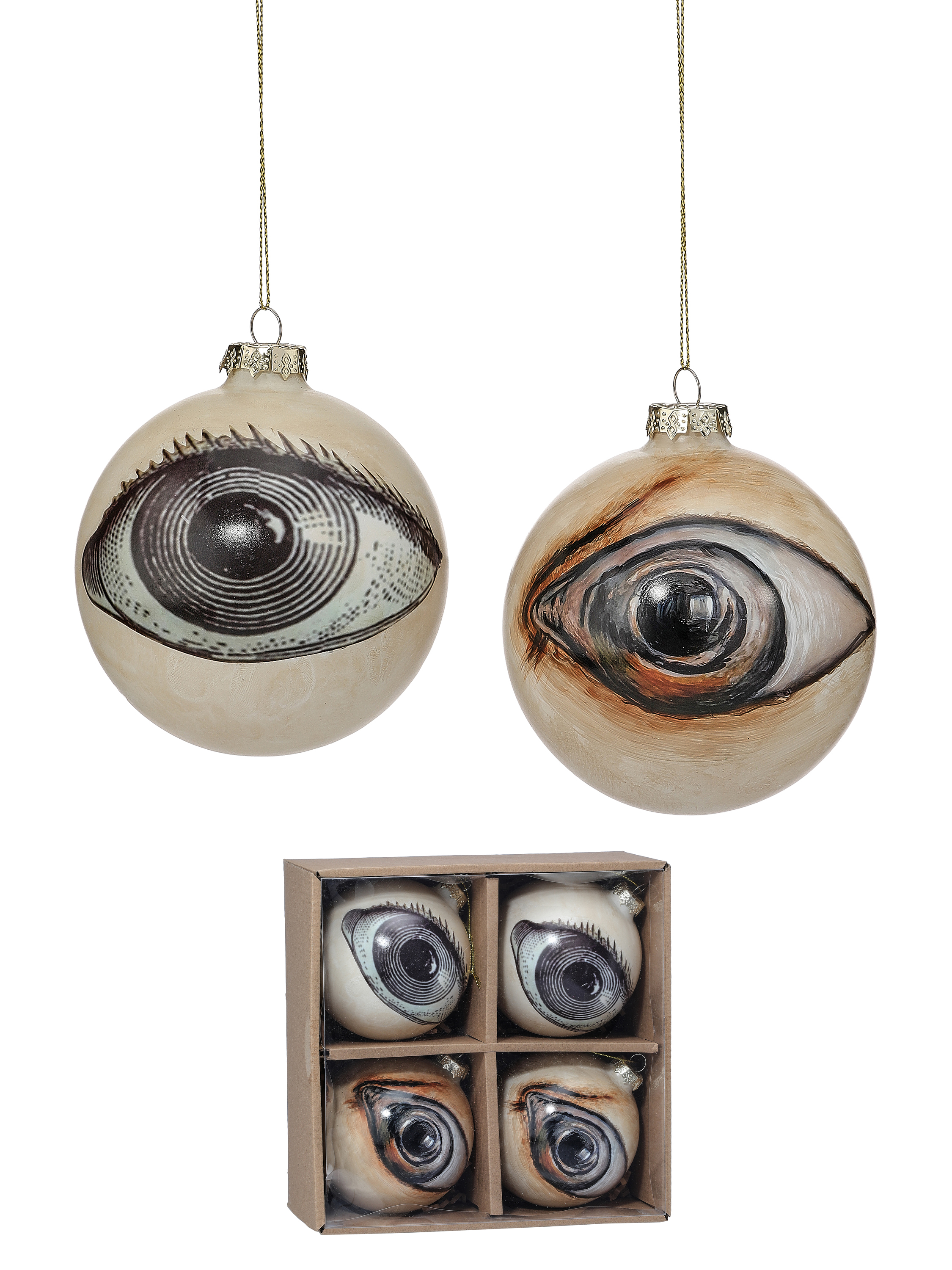 4" GLASS EYEBALL ORNAMENT - BOX OF 4
