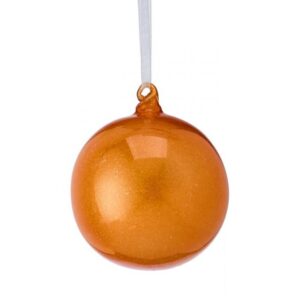 4" GLASS GLITTER ORANGE ORNAMENT