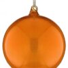 6" GLASS GLITTER ORANGE ORNAMENT
