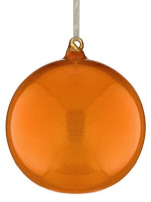 6" GLASS GLITTER ORANGE ORNAMENT
