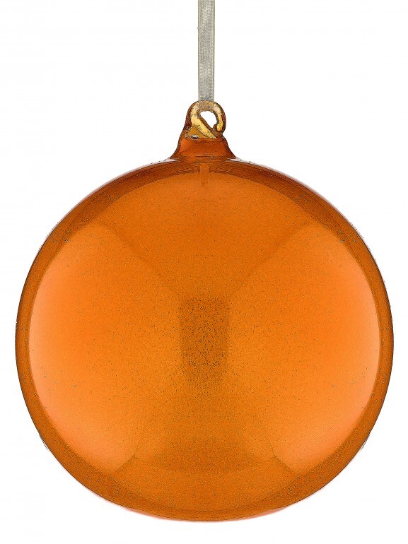 6" GLASS GLITTER ORANGE ORNAMENT