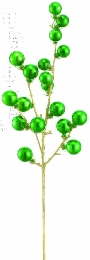 26" HOLIDAY GREEN/ GOLD STEM SHATTERPROOF BALL SPRAY