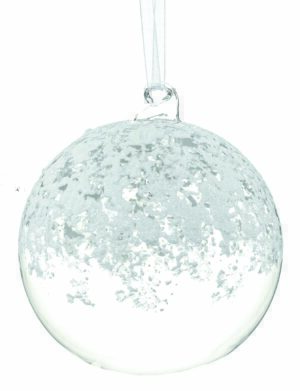4.7" SNOWED GLASS BALL ORNAMENT