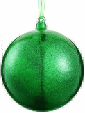 6" HOLIDAY GREEN GLASS BALL ORNAMENT