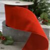 2.5"x10Y RED LUSH VELVET WITH RED DUPION BACK WIRED RIBBON