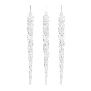 9" CLEAR ACRYLIC ICICLE ORNAMENT - BOX OF 3