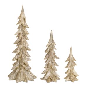 GOLD GLITTERED RESIN TREES - SET OF 3
