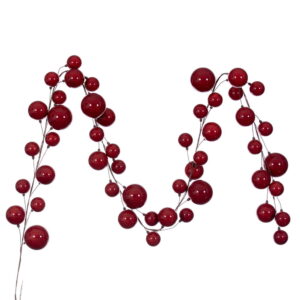 10' PEARL RED BRANCH BALL WIRE GARLAND