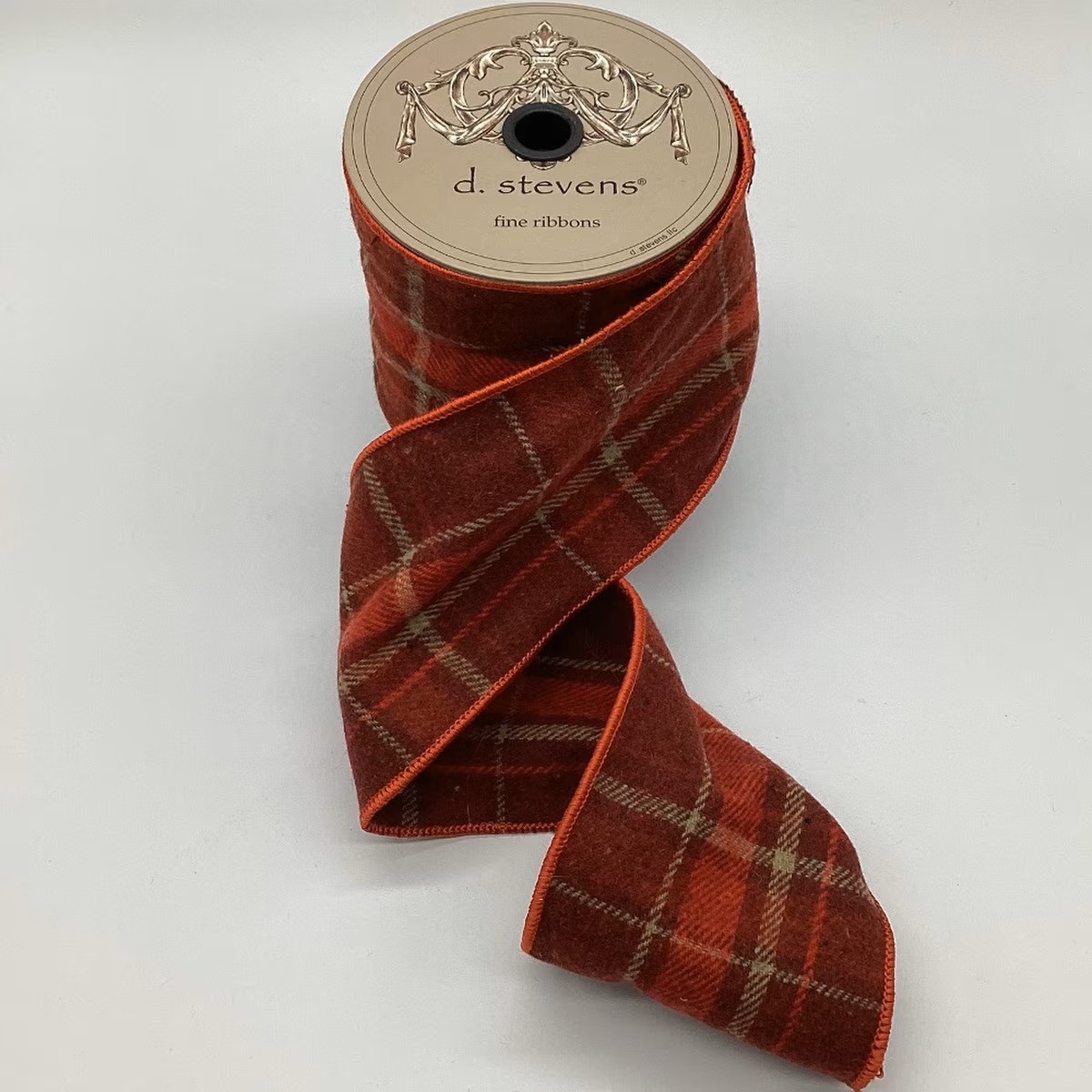4"x10Y RED/ BURGUNDY FAUX WOOL PLAID WIRED RIBBON