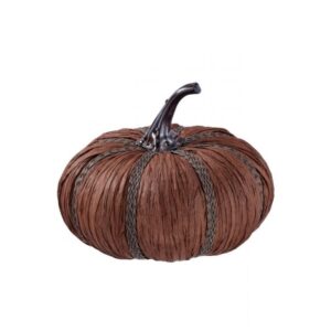 6" RESIN/ RAFFIA HARVEST PUMPKIN